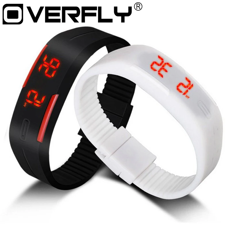 Модные резиновые светодиодный часы Дата спортивный браслет цифровые наручные