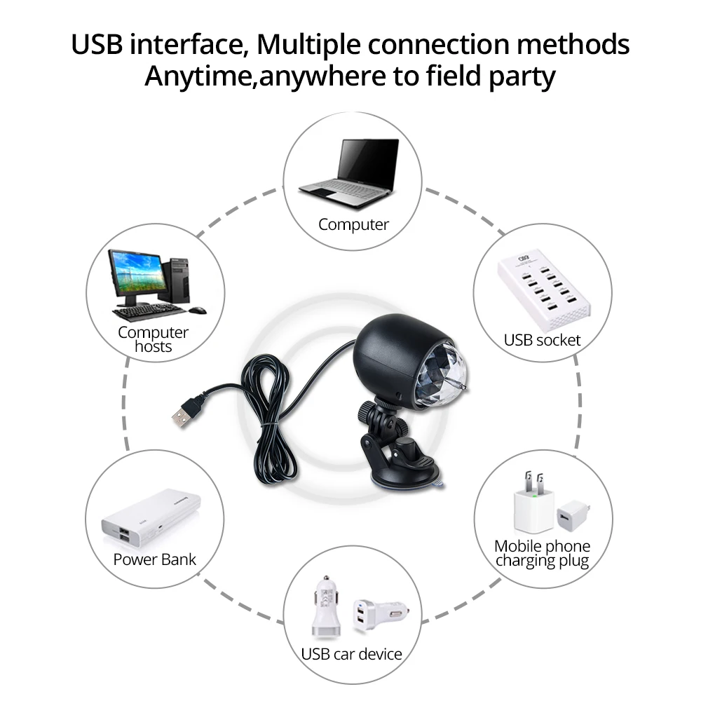 Foxanon Portable Led Stage Lighting Effect Lamp USB Bracket Lights Bulb Nightlight 2 in1 For DJ KTV Home Party Car Decor | Освещение
