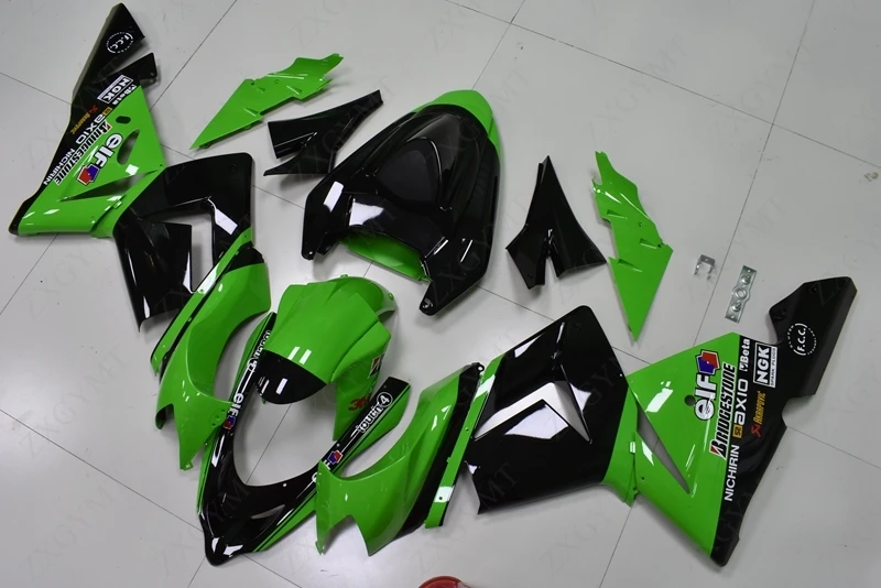 Пластиковые обтекатели Ninja ZX 10r 2004 2005 зеленый черный Обтекатель ZX10r Обтекатели