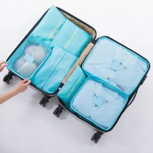 Bright blue 7 шт. высококачественные однотонные диванные подушки дорожный Набор из 7 из толстого водонепроницаемого материала; хранение чемоданов сумка Спальня, дорожная сумка для хранения - Цвет: Bright blue