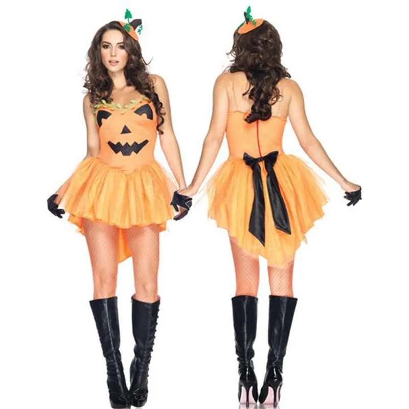 Женский карнавальный костюм с оранжевой тыквой для взрослых карнавальные