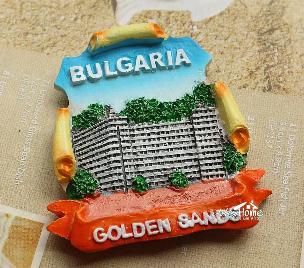 Туристический Сувенирный 3D магнит на холодильник Золотые пески Варна Болгария |