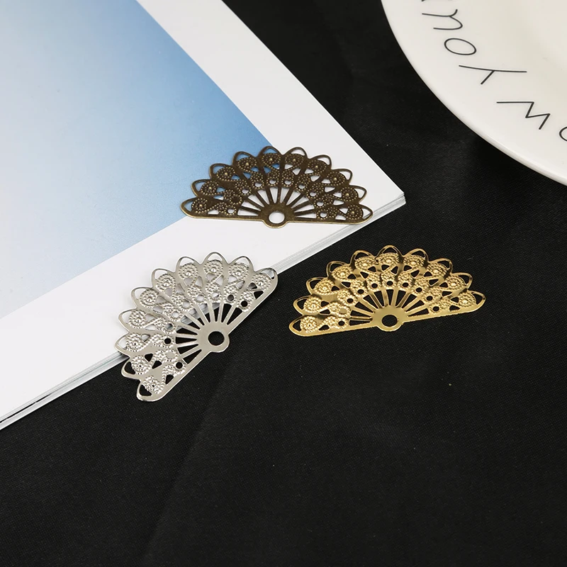 

30pcs 21X37mm Gold/Rhodium/Bronze Filigree Flower Metal Slice Crafts Connectors For Jewelry Making DIY Accessories Charm Pendant