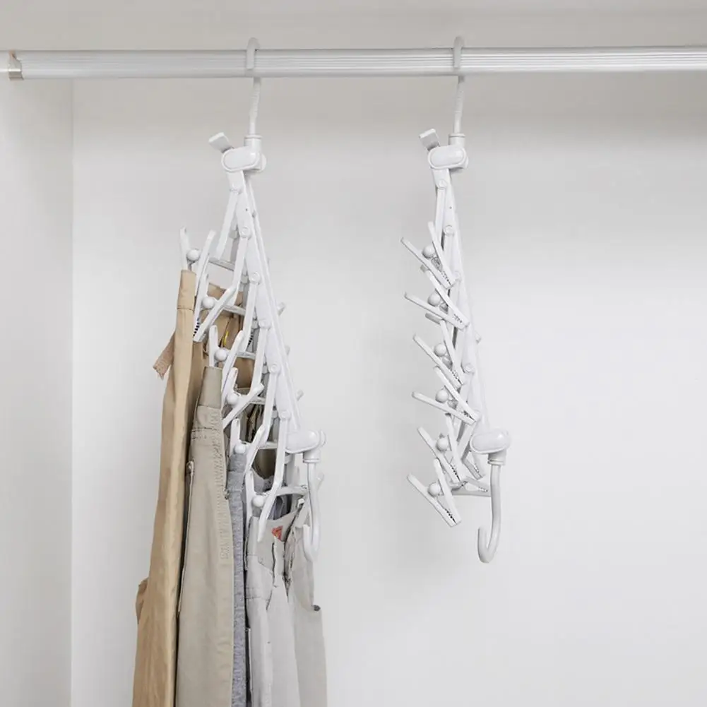 

HobbyLane 6 Hooks Adjustable Folding Magic Clothes Dryer Trousers Hanger Wardrobe Winter Clothes Storage Rack
