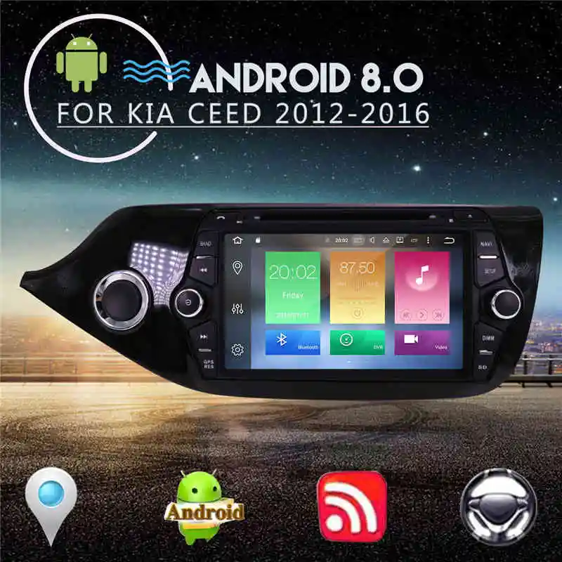 Новейший Android 8 0 7 1 RAM4GB ROM 32GB Автомобильный DVD плеер GPS Navi для KIA CEED2013 2016 радио