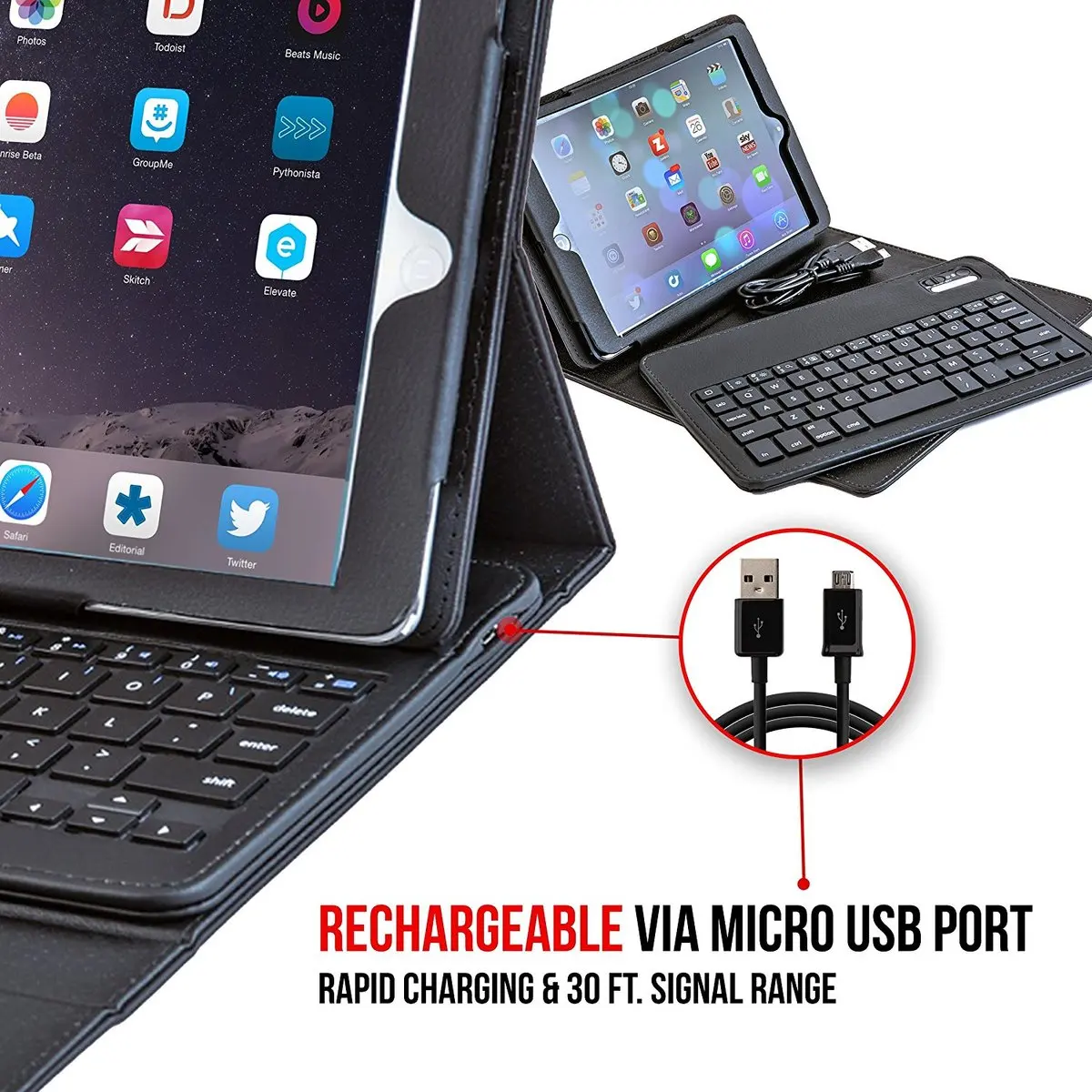 Беспроводной чехол для клавиатуры Bluetooth iPad 2 3 4 Съемный чехол-книжка с подставкой