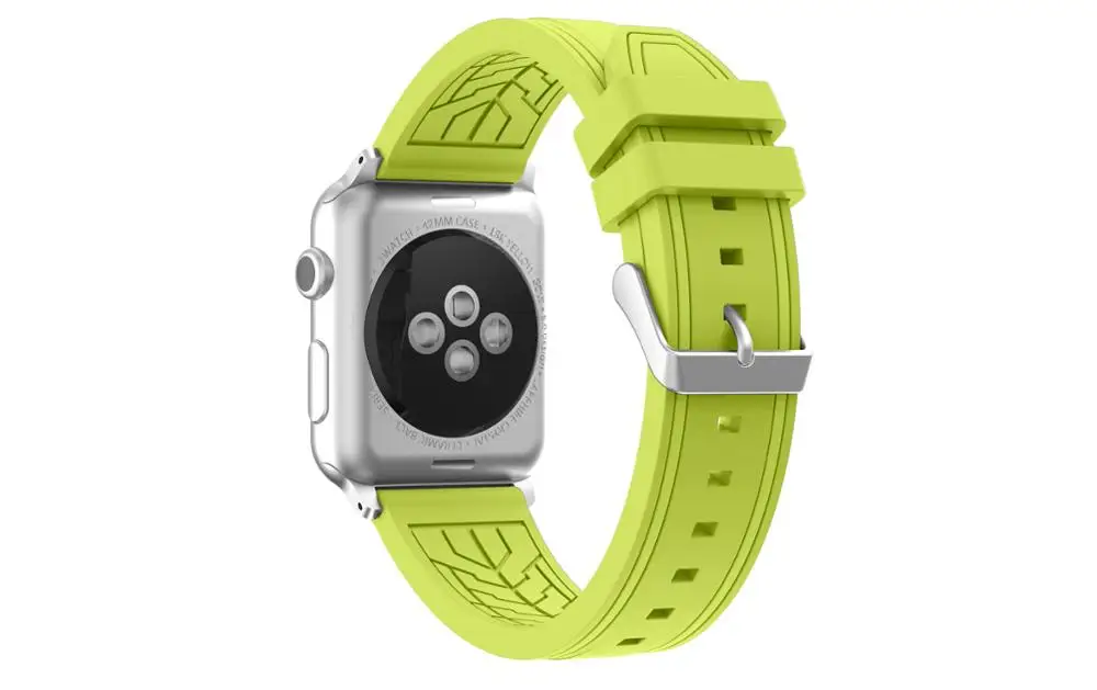Green Спортивный силиконовый браслет для apple watch, 42 мм, 38 мм, 40 мм, 44 мм, умные Ремешки для наручных часов, часы для мужчин и женщин, ремешок для iWatch, серия 4, Новинка - Цвет ремешка: Green