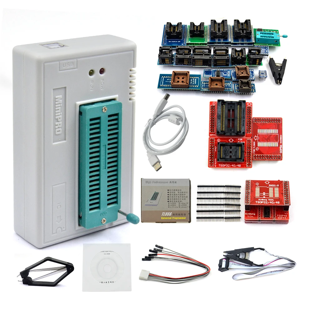 Оригинальный Новый V8.51 TL866II Plus Универсальный программатор Minipro + 28 адаптеров
