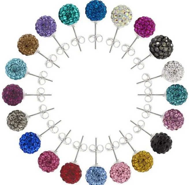 

Wholesale!10mm free shipping mix Crystal Beads fashion Silver Plated Earrings Stud Jewelry.