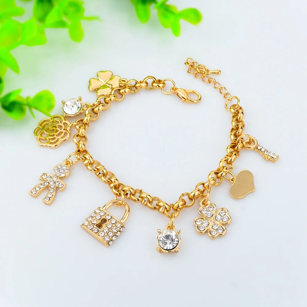 

LongWay LongWay 2019 New Women Bracelets Shiny Crystal Bracelets & Bangles Fer Bowknot Pendant Charm Bracelets Jewelry SBR150173