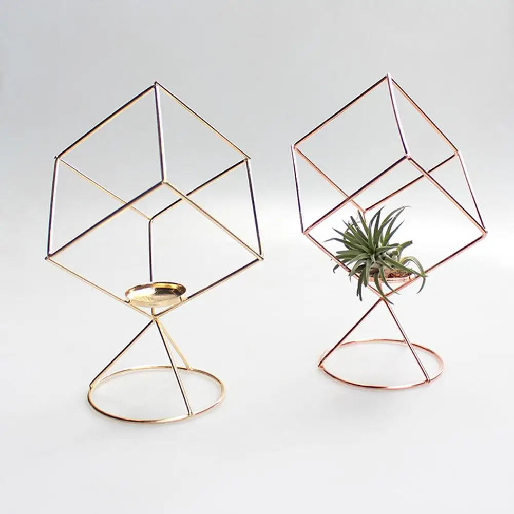 Золотистые железные геометрические подсвечники 3D современный стиль