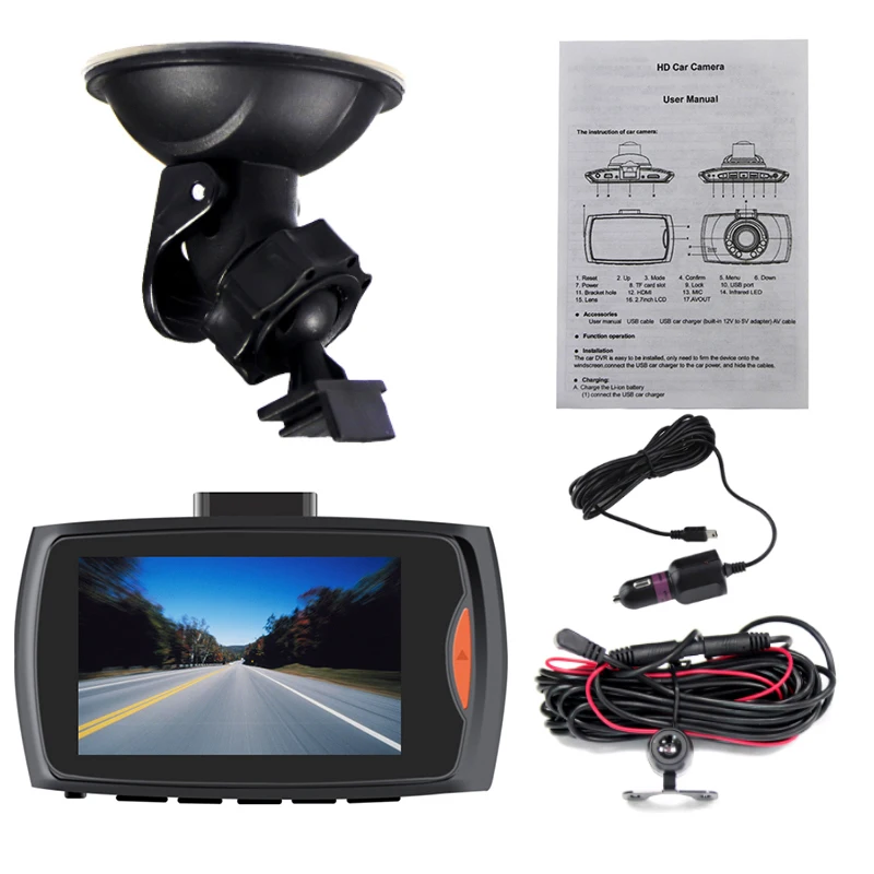 Dash Cam двойной объектив Автомобильный dvr камера Full HD 1080 P G sensor ночного видения