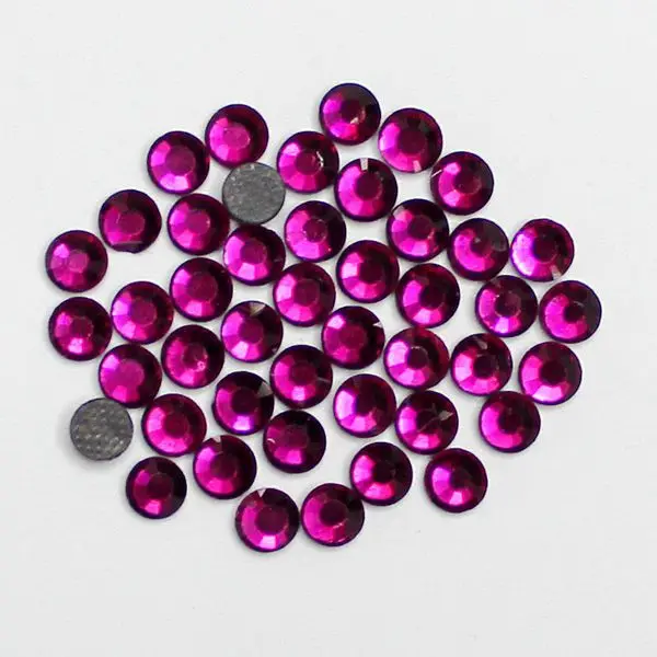 Модные фуксия DMC железо на горячей фиксации Стразы круглые с плоской задней