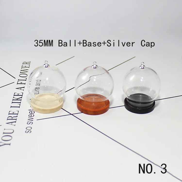NO.3--beige base 2 шт 35 мм стеклянный глобус с деревянной основой сверху круглая крышка полое стеклянное ожерелье с дизайном «Глобус» кулоны стеклянная крышка купола милые амулеты - Окраска металла: NO.3--beige base