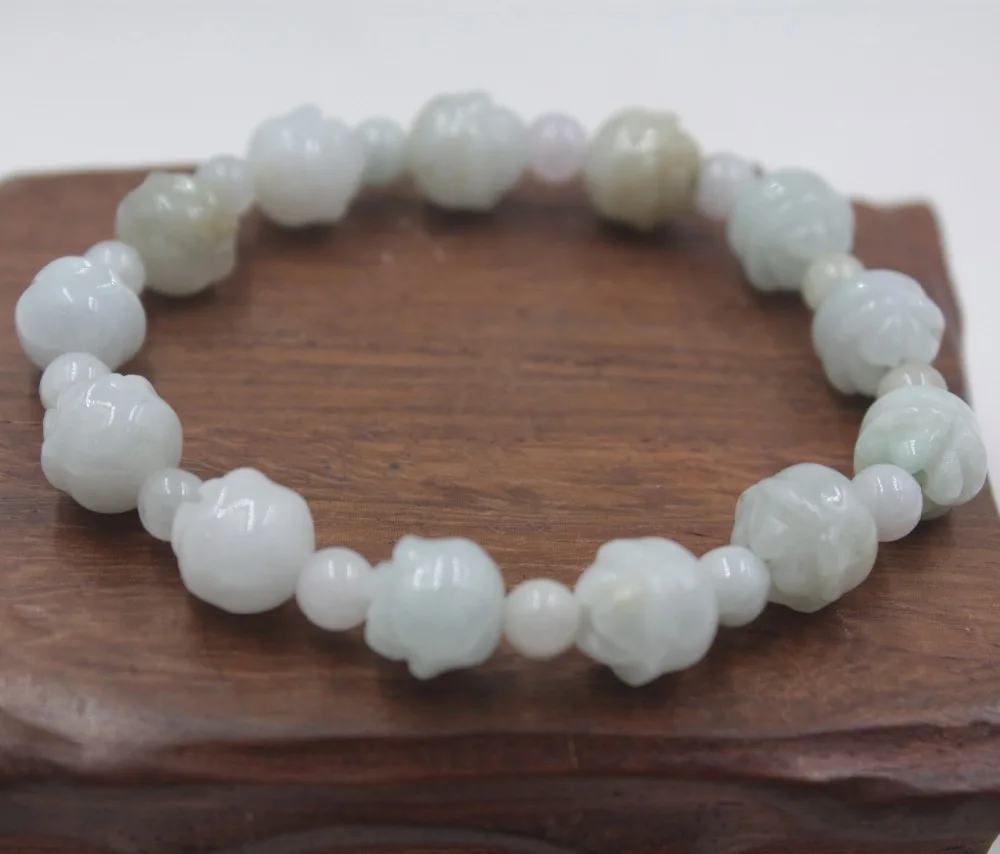 Подарок натуральный нефрит белый жадеит 10 мм гладкие розы бисер браслет для