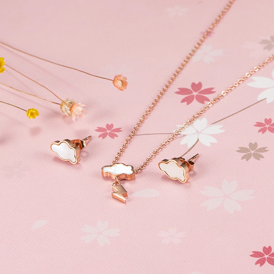 Туч ожерелье серьги титан инкрустация из нержавеющей стали естественные ракушки