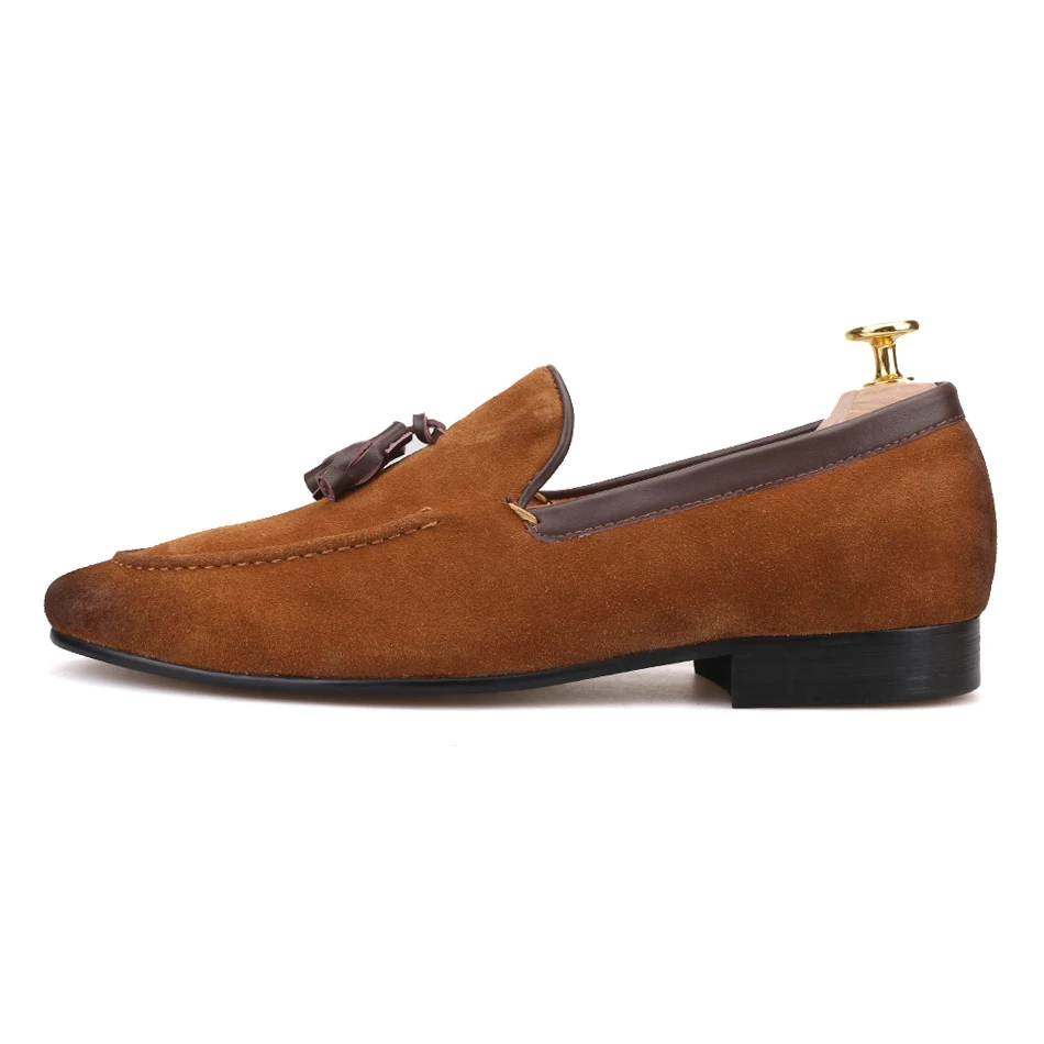 Piergitar 2018 new arrival Black and Brown men suede shoes with leather tassel handmade casual loafers Fashion male's flats | Обувь