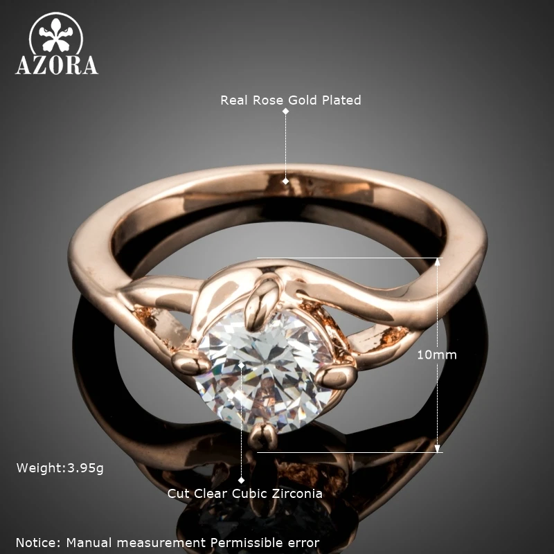 Азора прозрачный кубический цирконий розовое золото Цвет кольца для женщин