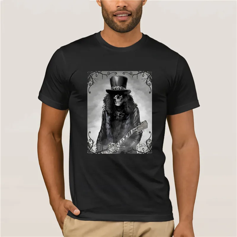 

Men's T-shirt Cartoon Fun Rock Skull Guitarist New Summer Men's Casual Print Fashion Novelty Short-Sleeve T-Shirt