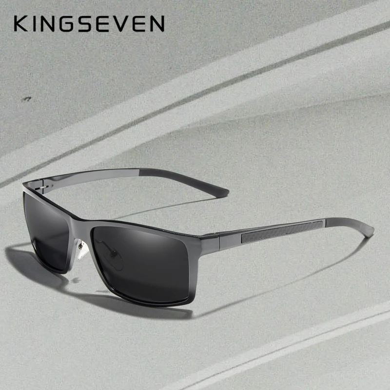 Мужские солнцезащ. Очки в алюминиевой оправе KINGSEVEN серые солнцезащитные очки