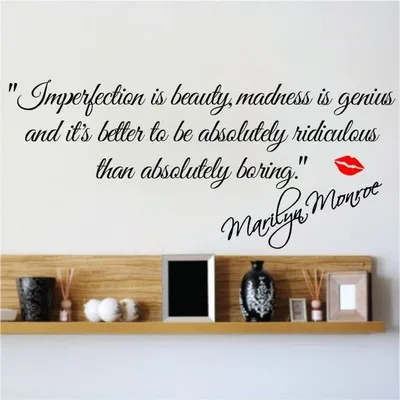 FF IMPERFECTION IS BEAUTY MARILYN стикер на стену Монро Цитата Наклейка Арт Деко винил|wall sticker