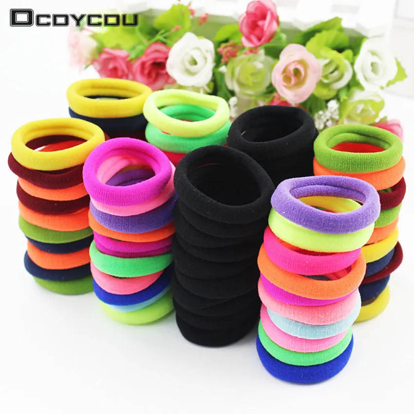 

20pcs/lot Candy Fluorescence Colored Hair Holders High Quality Rubber Bands Hair Elastics Accessories Girl Women Tie Gum