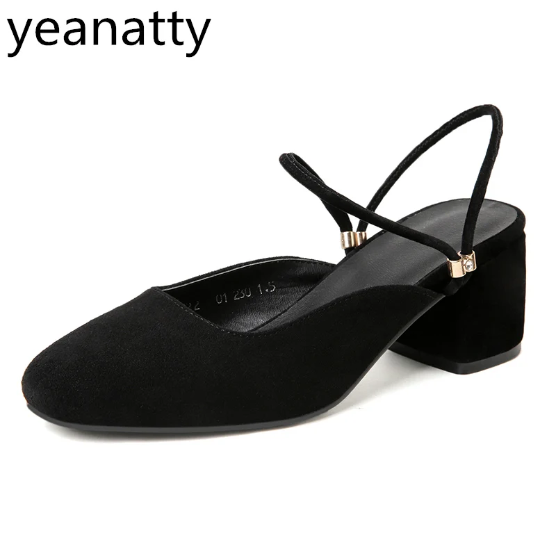 6 см новый толстый копыта Каблучки коровьей черный Сандалии для девочек из