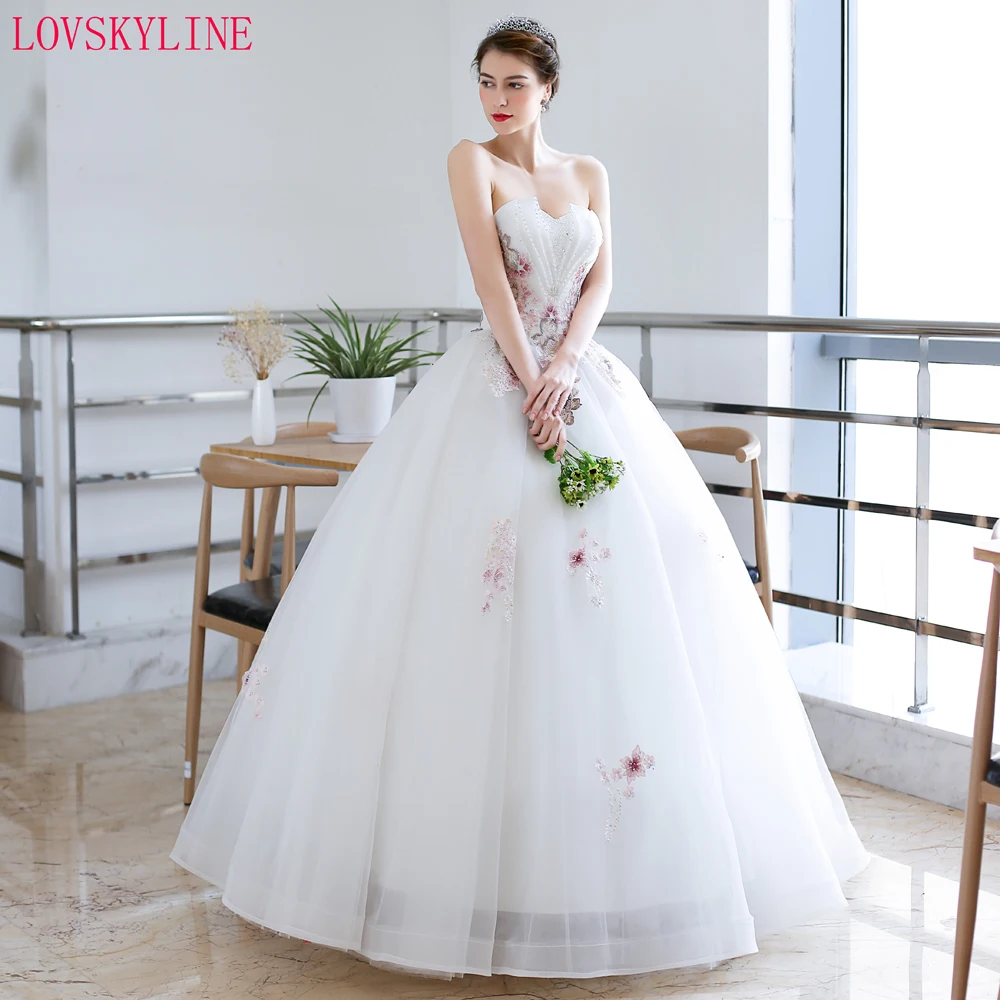 

Luxury Full Lace Embroidery Beads Wedding Dress Sleeveless Sweetheart Ball Gown Wedding Dresses New