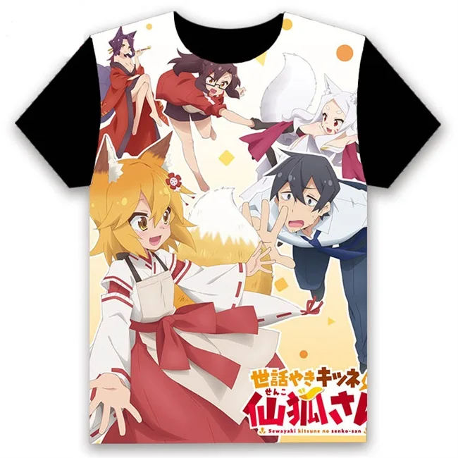 1 Модная мужская футболка, аниме Sewayaki Kitsune no Senko-san Nakano, косплей, короткий рукав, унисекс, повседневная черная футболка, Harajuku, топы - Цвет: 1