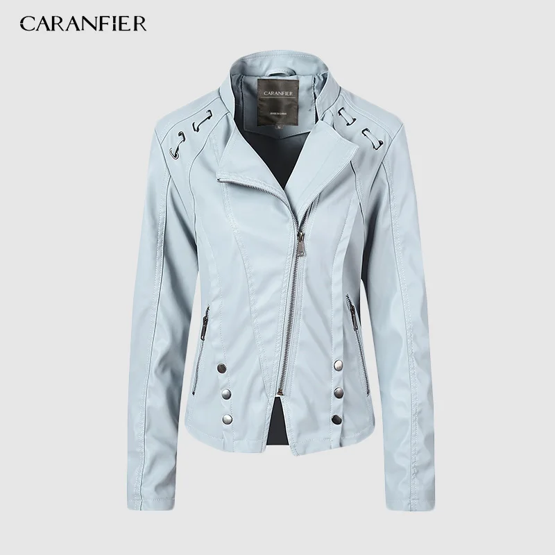 Куртка CARANFIER из искусственной кожи Женская Весенняя Замшевая байкерская куртка