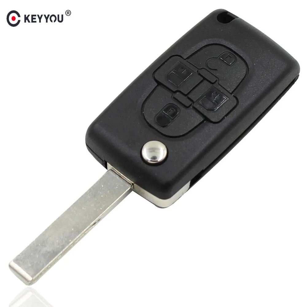 KEYYOU дистанционный ключ для входа Fob раскладной чехол 4 кнопки Peugeot 1007 CE0523|fob|fob casefob