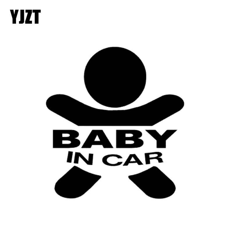 

YJZT 12.7CM*14.1CM BABY IN CAI Child Infant Vinyl Car Sticker Decal Black/Silver C10-00142