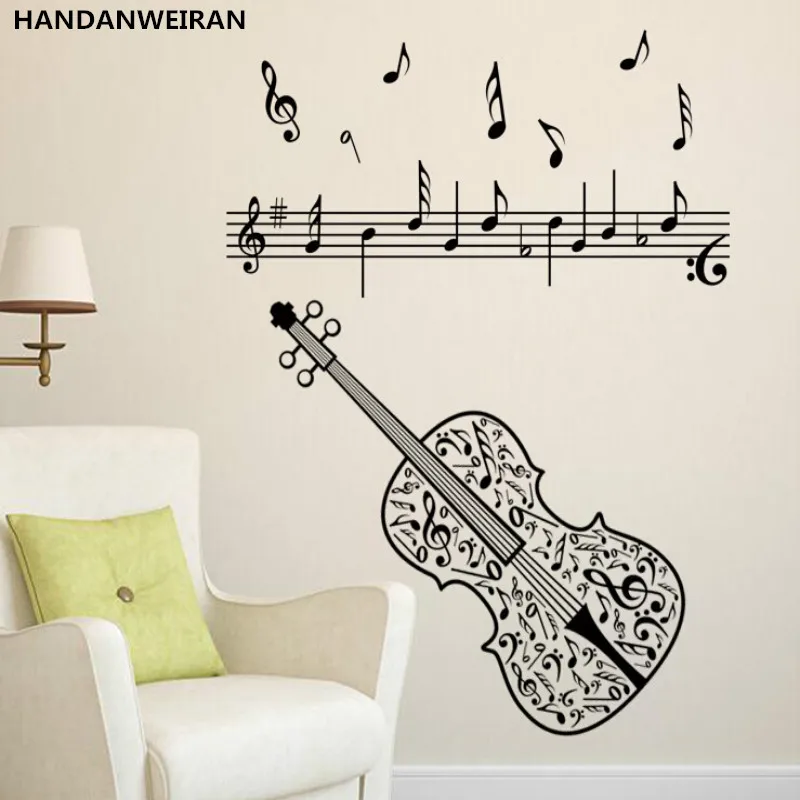 

Violin Music Notes Wall Stickers For Livingroom TV Wall Home Decoration Wall Decal Removable Art Mural Vinyl Home Decor