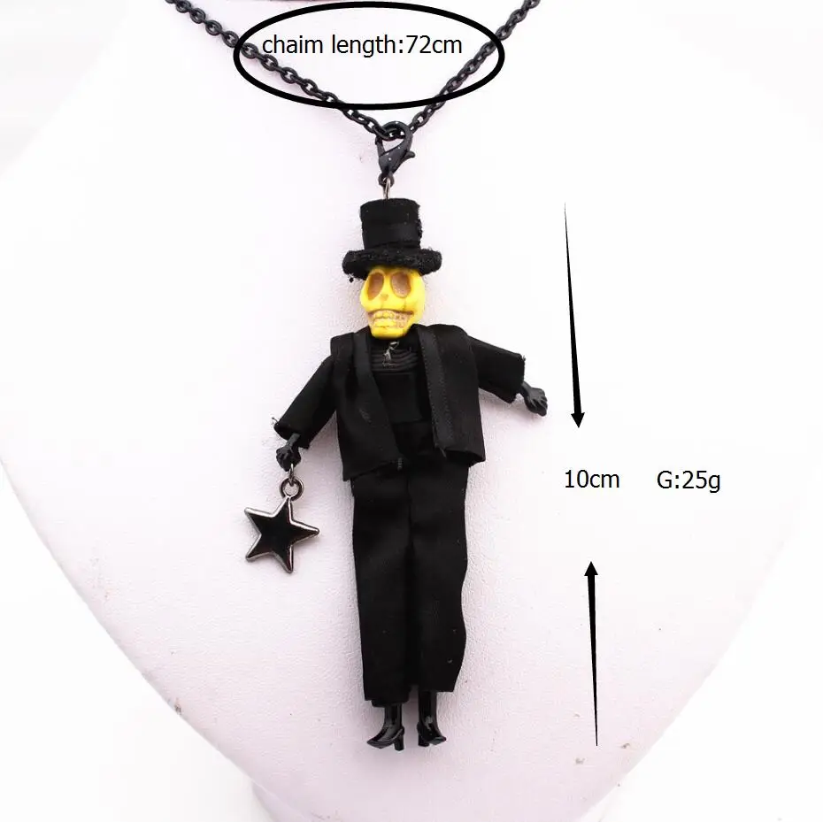 Новинка 2017 ожерелье для куклы в виде черепа на Хэллоуин черная шляпа ручной