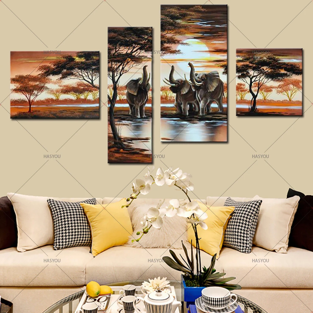 5Piece Flowers Canvas Painting Wall Art Picture Modern Oil on Home Decor Paintings for Living Room No Frame | Дом и сад