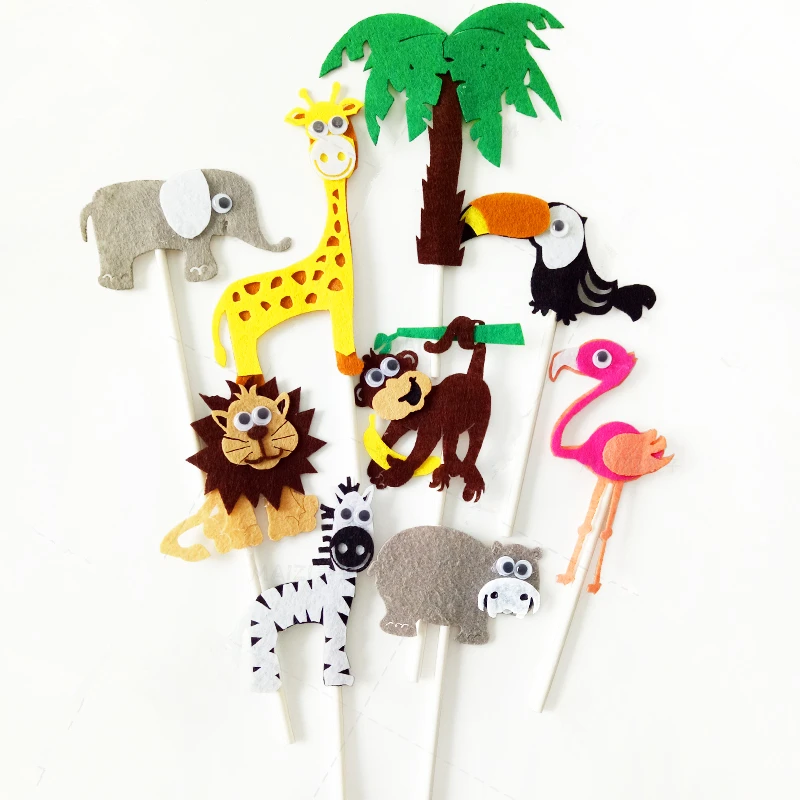 5 шт. украшения для торта в виде животных сафари тропический лес Topper фламинго
