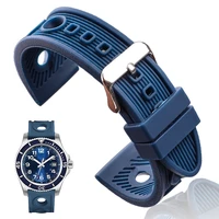 silicone watch band bracelet 22mm black blue women men rubber watch strap stainless steel polished pin buckle