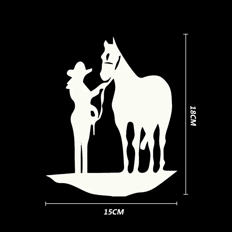 

BEMOST 15*18cm Funny Car Sticker Cowgirl With Horse Car Door Window Bumper Vinyl Cover The Scratch Decals Auto Styling