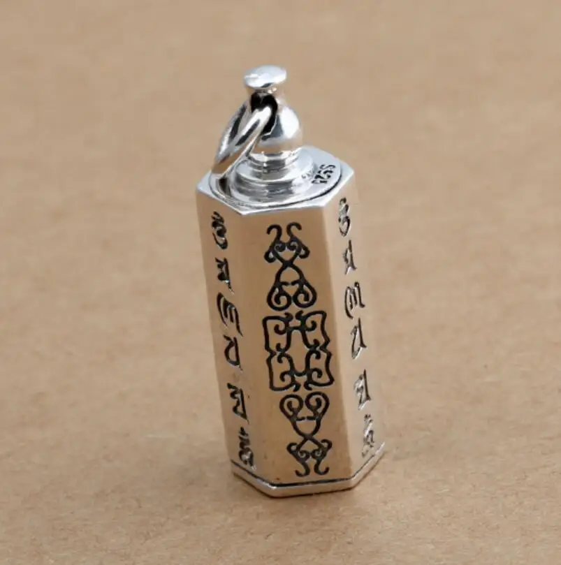 925 пробы серебряный глянцевый шестислова мантра коробка мужской и женский кулон