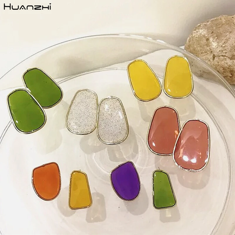 HUANZHI 2019 летние корейские цветные прозрачные акриловые геометрические овальные