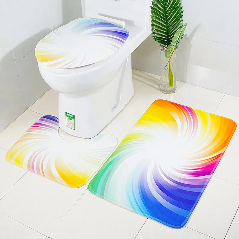 3 шт. фланелевый напольный коврик для туалета набор с цветком персика и красочным