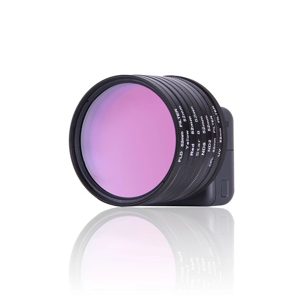 52 мм UV CPL ND2 ND8 красный желтый FLD Star 8 фильтр объектива + крышка кольцо адаптера для