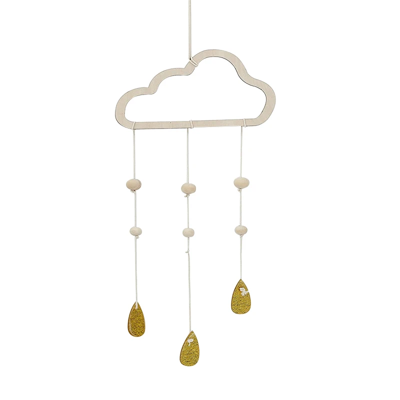 gold raindrop Простой деревянный подвесной кулон в скандинавском стиле с облаками и звездами, подвесные украшения для дома для девочек и мальчиков, настенные шторы для спальни, Декор - Цвет: gold raindrop