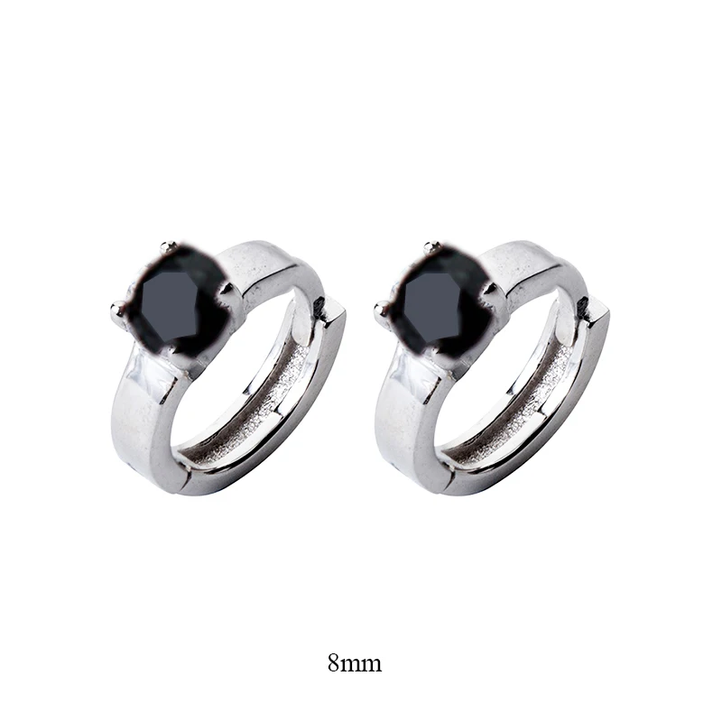 black 8mm S925 серебро Для мужчин и Для женщин Тип серег циркония небольшой ухо пряжкой кольцо мини уха кости ногтей пара ювелирных изделий - Окраска металла: black 8mm
