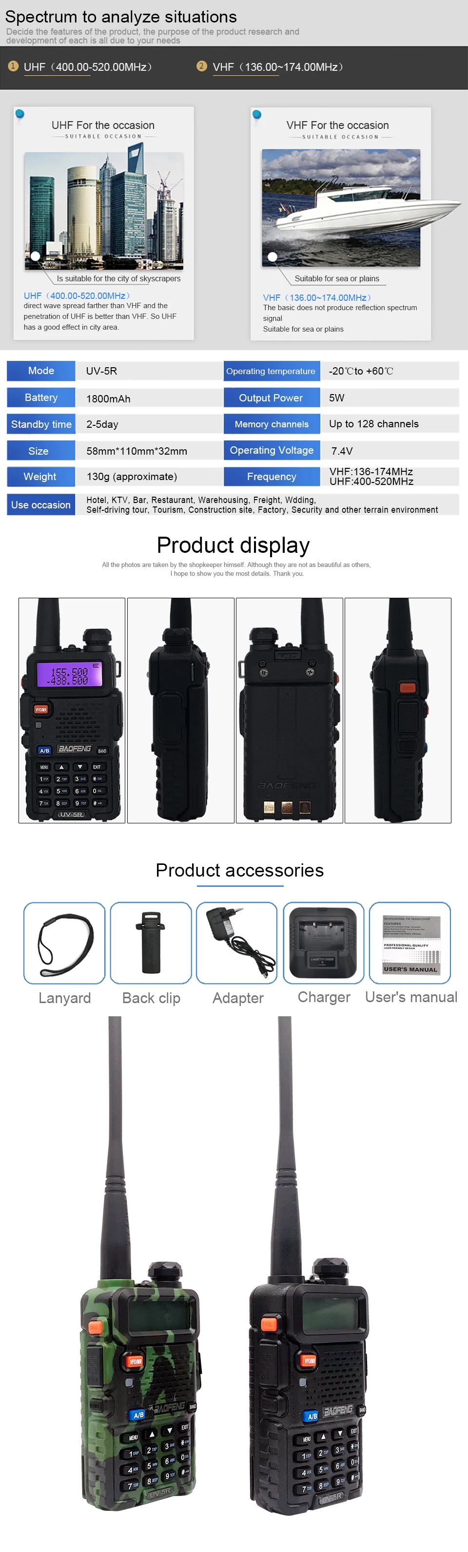 BaoFeng UV-5R иди и болтай walkie talkie “иди и 10 км Любительское радио, Си-Би радиосвязь радиостанции УКВ 136-174& 400-520Mhz uv 5r коротковолновым приемником сканер радиолюбитель VOX