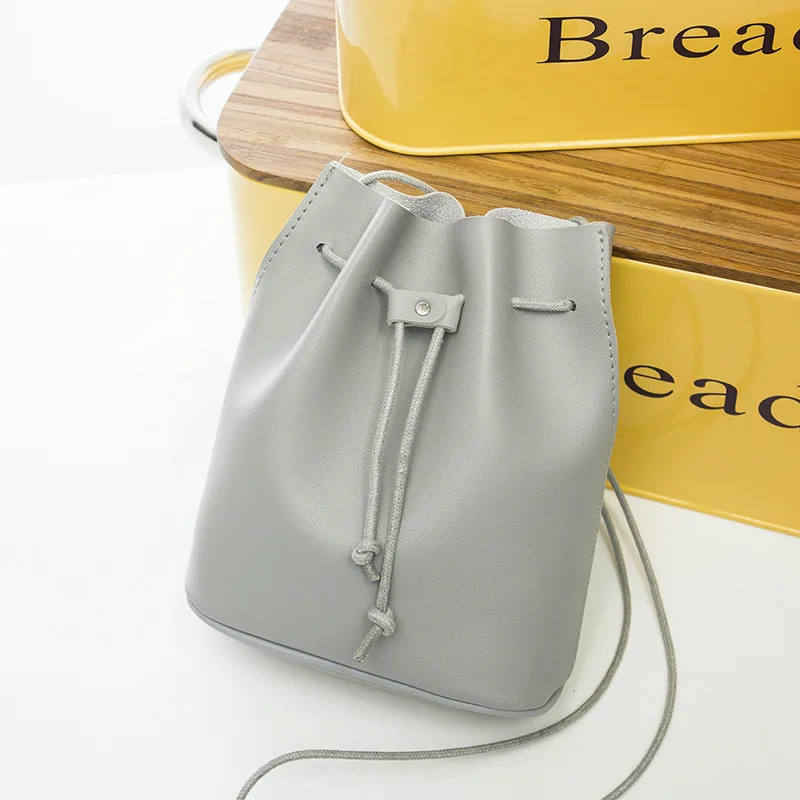Корейский Mini Bucket Bag перекос охватывающий 2017 Осень Зима Новый Простой веревкой