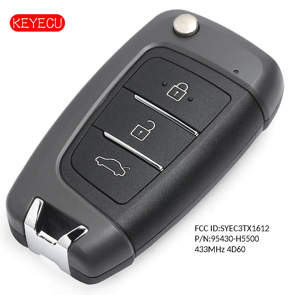 Брелок Keyecu с дистанционным управлением 3 кнопки 433 МГц 4D60 для Hyundai Accent 2018 2019 P/N: 95430