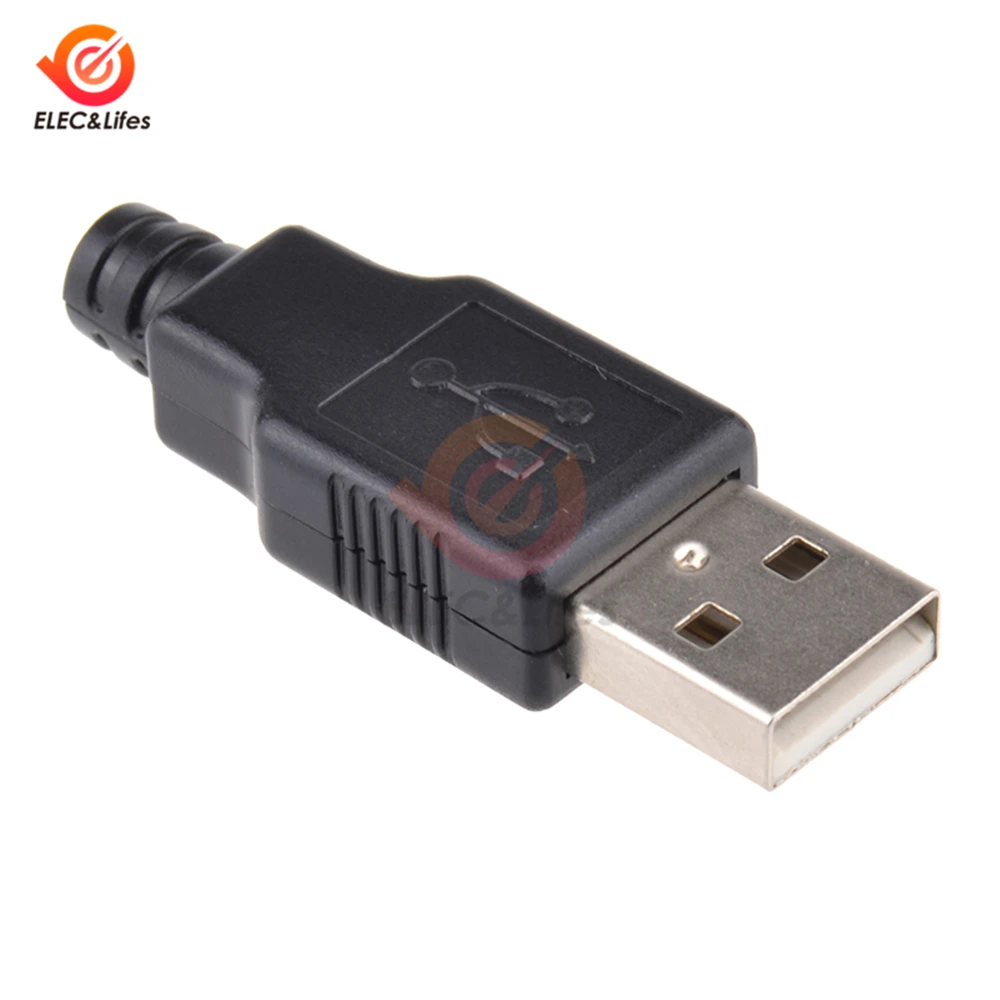 10 штук в наборе USB 2,0 Тип-4 контактный разъем Мужской разъем адаптера 4Pin USB разъем с черным Пластик крышка