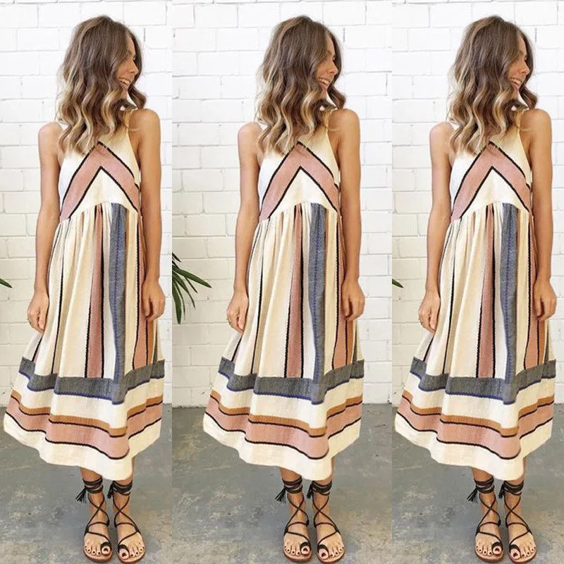 

Elegant Woman Printed Summer Dresses 2018 Hot Sale Lady Sleeveless Casual Party Dresses New Arrival Vintage Dress Female Vestido