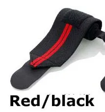 red and black Поддержка запястья Тренажерный зал вес тренировки с поднятием тяжестей перчатки для занятий тяжелой атлетикой ручка ремешки для поднятия штанги обертывание s Защита рук обертывание Теннисный хлопок - Цвет: red and black